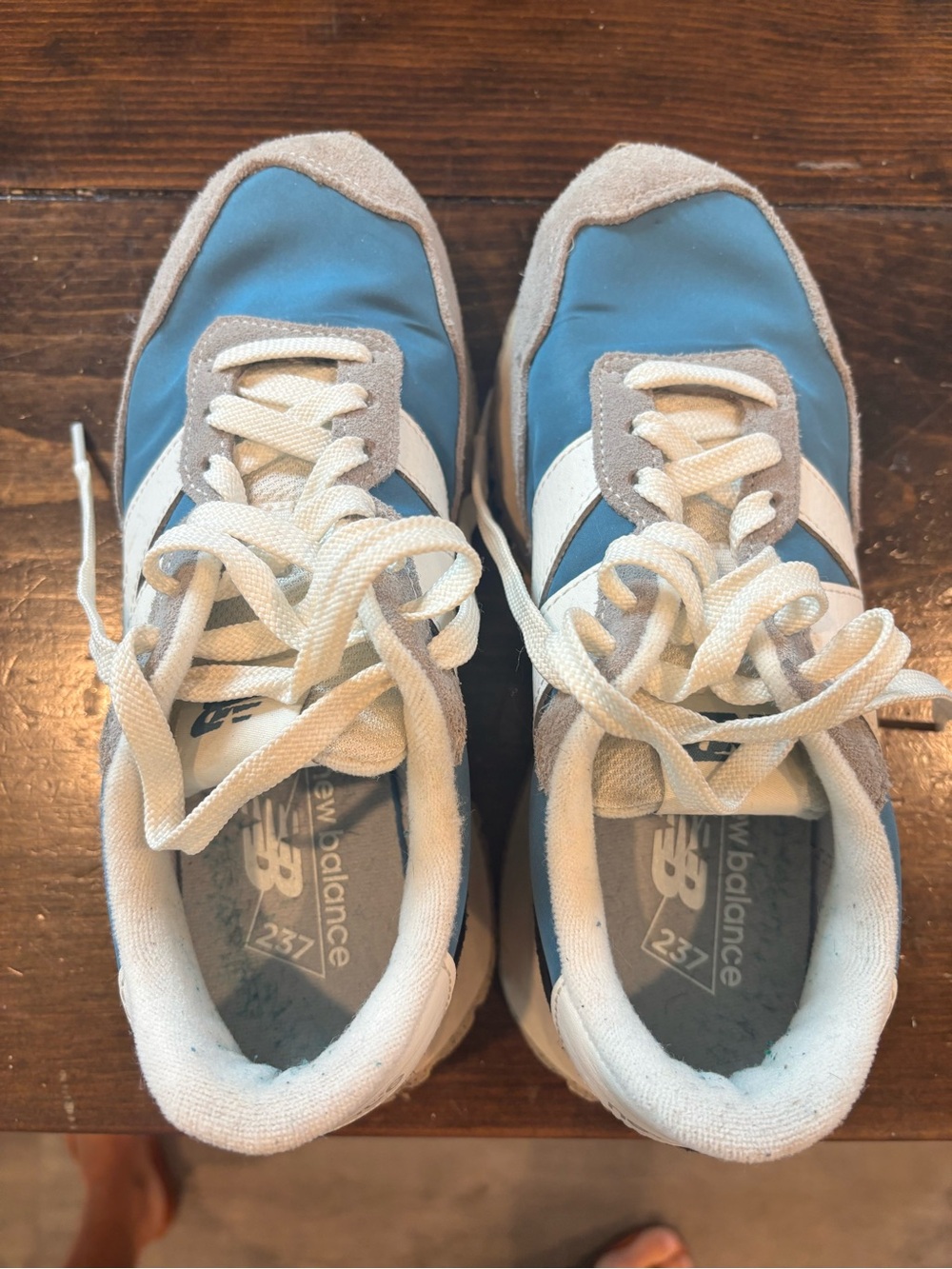 New Balance Blue and Cream Retro Runner Sneakers